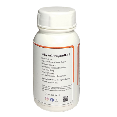 Ashwagandha Capsules 60 x 500mg (100% Withania somnifera Powder)